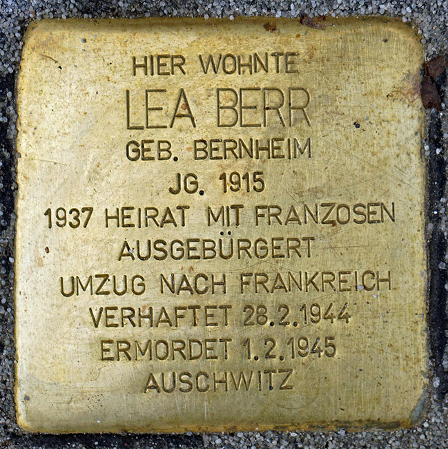  Stolperstein für Lea Berr an der Clausiusstrasse 39 in Zürich